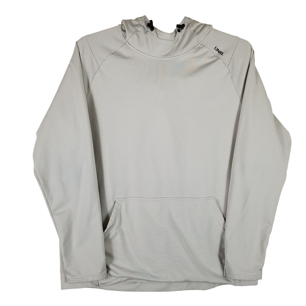 UNRL Crossover Hoodie Mens XL Light Gray Performance Stretch Pullover Activewear